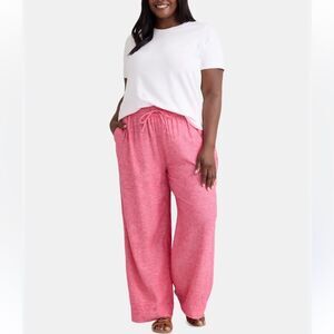 Women's Time & Tru Straight leg Linen Drawstring Pants Sz XL